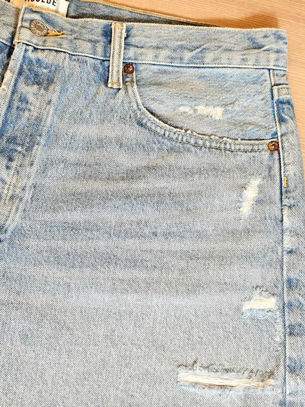 AGOLDE Parker Long Short Size 32 NWT Swapmeet Light Wash Button Fly